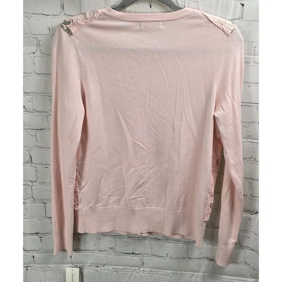 Charter Club Pink Floral Crochet‎ Front Cardigan Small NWT Feminine Lightweight - Picture 4 of 5